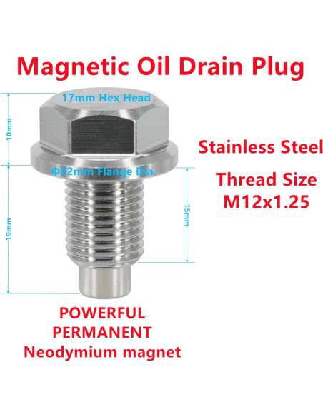 Tapón de Drenaje Magnético Dsnaduo M12x1.25 Acero Inoxidable