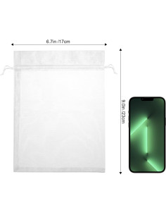 50 Bolsas de Organza Blancas FloraSea 15x22 cm para Regalos 2