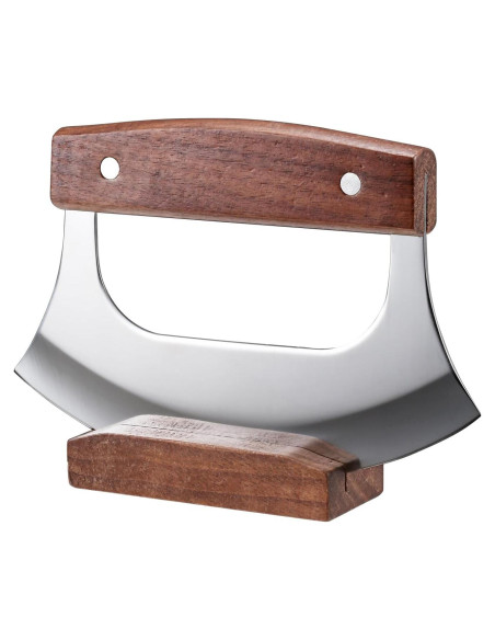 Cuchillo Ulu Coowolf con Soporte de Madera - 16.5 cm Acero Inoxidable Cuchillo Ulu Coowolf con Soporte de Madera - 16.5 cm Acero Inoxidable