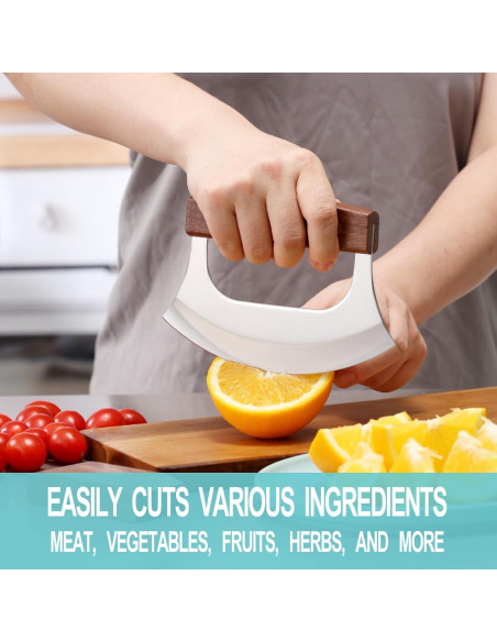 Cuchillo Ulu Coowolf con Soporte de Madera - 16.5 cm Acero Inoxidable Cuchillo Ulu Coowolf con Soporte de Madera - 16.5 cm Acero Inoxidable