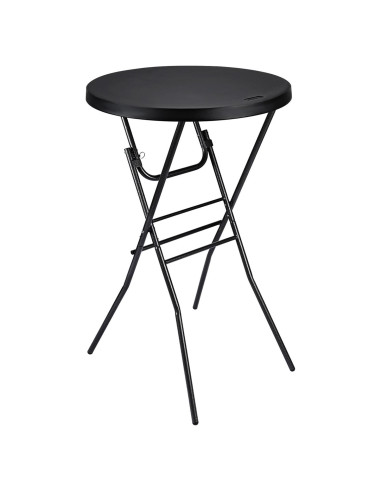 Mesa de cóctel plegable Byliable 71cm redonda negra