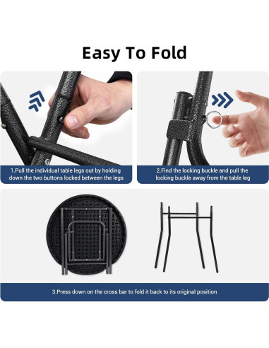 Mesa de cóctel plegable Byliable 71cm redonda negra