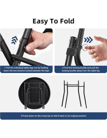 Mesa de cóctel plegable Byliable 71cm redonda negra