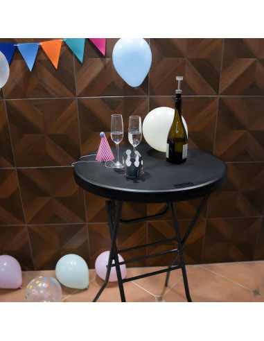 Mesa de cóctel plegable Byliable 71cm redonda negra
