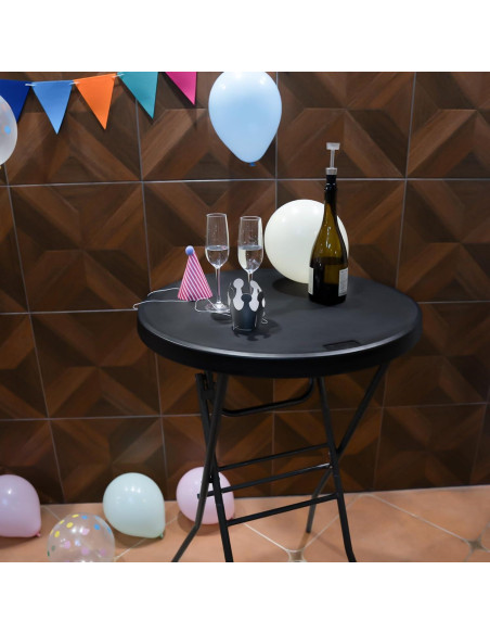 Mesa de cóctel plegable Byliable 71cm redonda negra