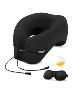 Almohada de Cuello de Viaje SPUER - Espuma Viscoelástica Negra