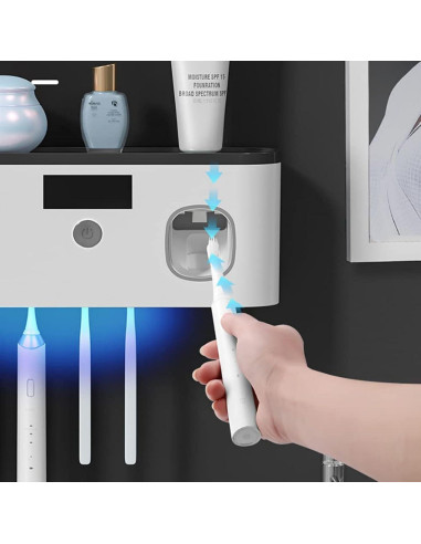 Soporte para Cepillos de Dientes Coniengk con Dispensador y Carga Solar