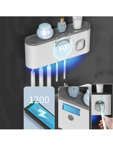 Soporte para Cepillos de Dientes Coniengk con Dispensador y Carga Solar