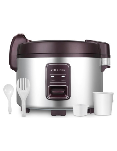 Cocedor de Arroz YOLLNIA 9L 1200W para Restaurante 45 Tazas
