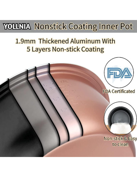 Cocedor de Arroz YOLLNIA 9L 1200W para Restaurante 45 Tazas