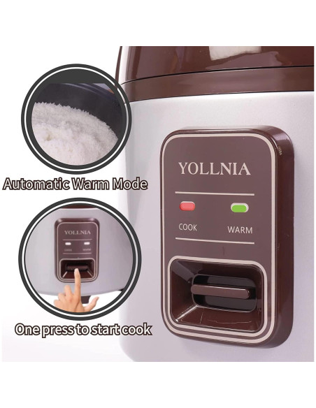 Cocedor de Arroz YOLLNIA 9L 1200W para Restaurante 45 Tazas