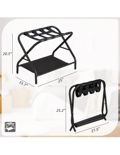 Soporte Plegable para Equipaje Ancohom - 2 Capas, Negro 2