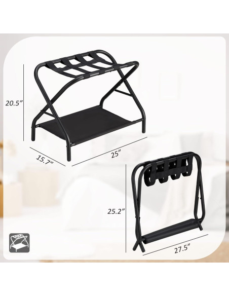Soporte Plegable para Equipaje Ancohom - 2 Capas, Negro