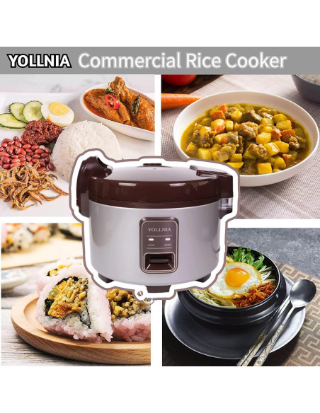 Cocedor de Arroz YOLLNIA 9L 1200W para Restaurante 45 Tazas