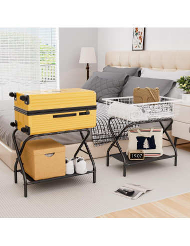 Soporte Plegable para Equipaje Ancohom - 2 Capas, Negro