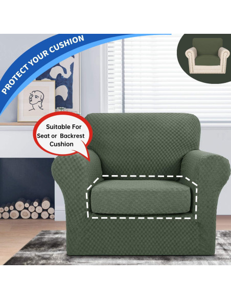 Funda de Cojín YEMYHOM Verde Militar A Cuadros 76x76 cm