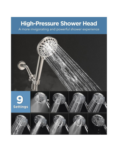 Cabezal de Ducha de Mano MakeFit con Filtro Níquel Cepillado 10 Modos