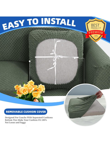 Funda de Cojín YEMYHOM Verde Militar A Cuadros 76x76 cm