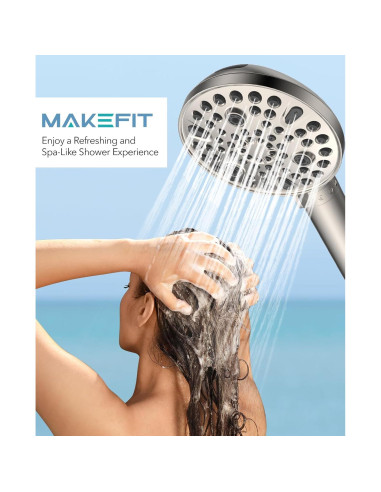Cabezal de Ducha de Mano MakeFit con Filtro Níquel Cepillado 10 Modos