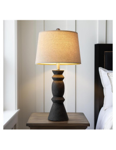 Lámpara de Mesa Cerámica Oneach 65.41 cm Negra Rústica