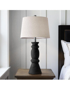 Lámpara de Mesa Cerámica Oneach 65.41 cm Negra Rústica 2