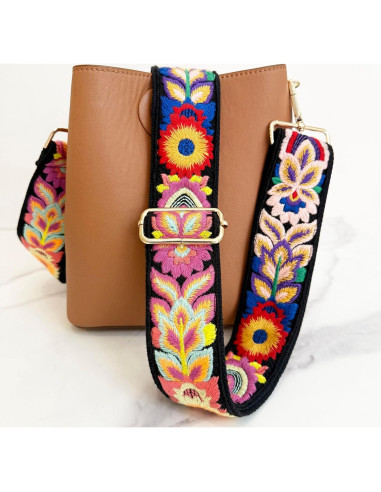 Correa de bolso ajustable TCOMVEZ con bordado floral 5 cm
