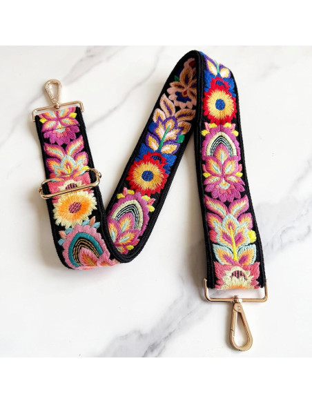Correa de bolso ajustable TCOMVEZ con bordado floral 5 cm