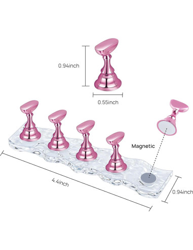 Soporte para Uñas JUSTOTRY - 2 Juegos Magnéticos Rosa