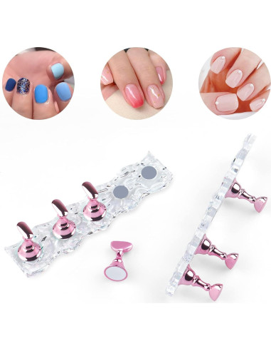 Soporte para Uñas JUSTOTRY - 2 Juegos Magnéticos Rosa