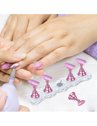 Soporte para Uñas JUSTOTRY - 2 Juegos Magnéticos Rosa