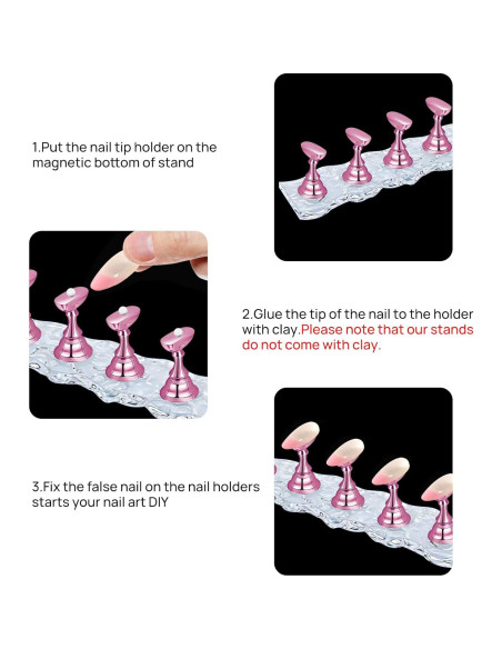 Soporte para Uñas JUSTOTRY - 2 Juegos Magnéticos Rosa