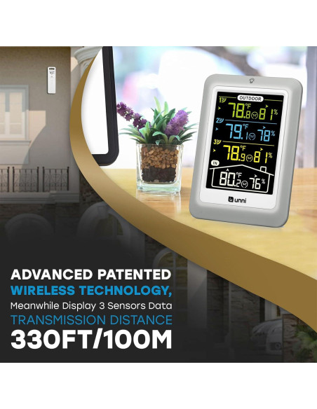 Termómetro Inalámbrico U UNNI UN0582CS con 3 Sensores y Pantalla 4.5"