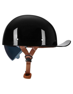 Casco de Motocicleta Woljay Jr108 Retro Negro Brillante Mediano