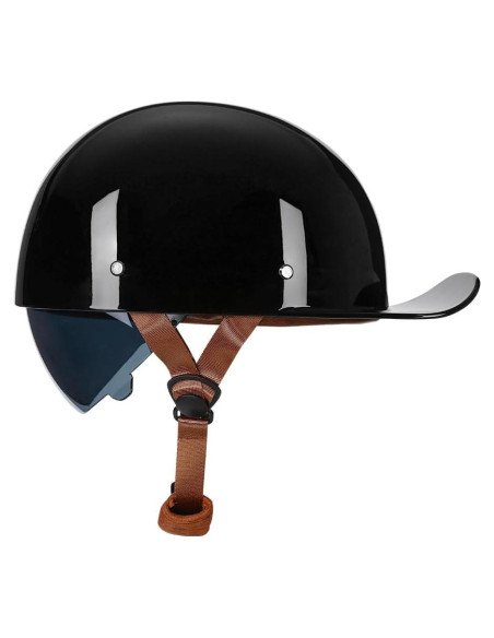 Casco de Motocicleta Woljay Jr108 Retro Negro Brillante Mediano