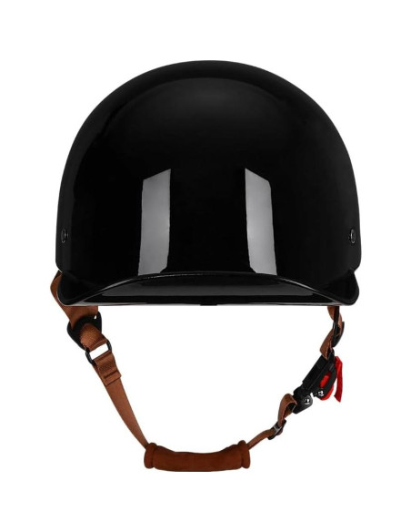 Casco de Motocicleta Woljay Jr108 Retro Negro Brillante Mediano