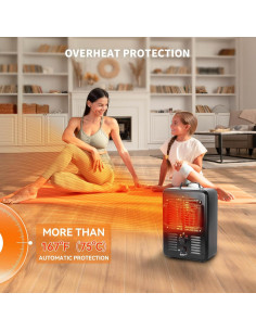 Calefactor Eléctrico BEYOND HEAT 1500W con Termostato Negro 2