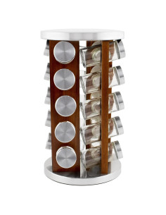 Estante de Especias Orii de Madera de Acacia con 20 Tarros
