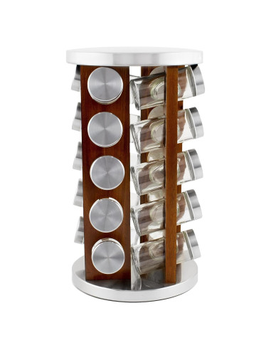 Estante de Especias Orii de Madera de Acacia con 20 Tarros