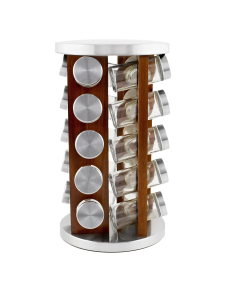 Estante de Especias Orii de Madera de Acacia con 20 Tarros