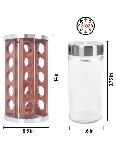 Estante de Especias Orii de Madera de Acacia con 20 Tarros