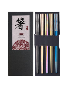 Palillos de Acero Inoxidable Reutilizables Multicolor 23.5 cm