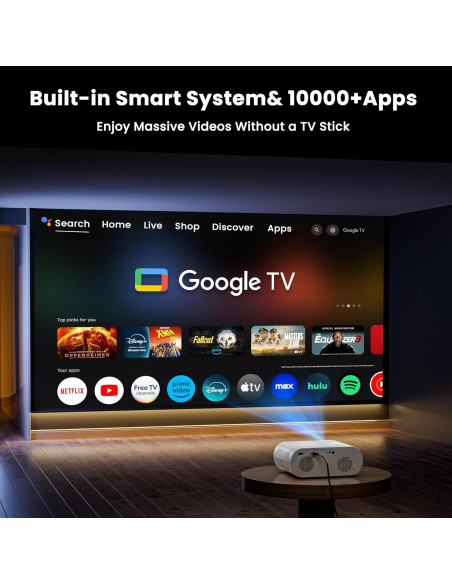 Proyector HOMPOW HD 4K con WiFi y Bluetooth, 1.91 kg