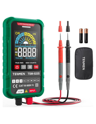 Multímetro Digital TESMEN TSM-522S TRMS 4000 Cuentas Verde
