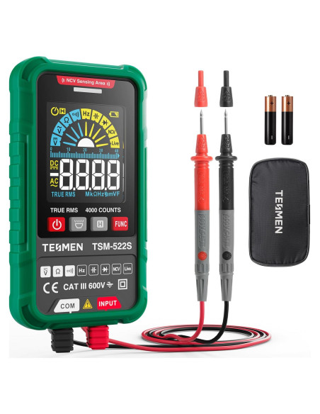 Multímetro Digital TESMEN TSM-522S TRMS 4000 Cuentas Verde