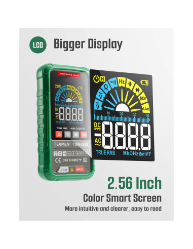 Multímetro Digital TESMEN TSM-522S TRMS 4000 Cuentas Verde