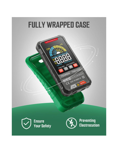 Multímetro Digital TESMEN TSM-522S TRMS 4000 Cuentas Verde
