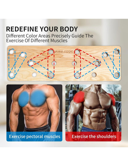 Tabla de Flexiones de Madera FREJSQC - Entrenamiento Portátil 10 en 1