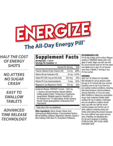 iSatori Energize Pastillas Energéticas 84 Tabletas - Cafeína Prolongada