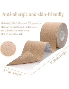Cinta de Kinesiología SOONGO 5 Rollos 5cm Beige Alta Elasticidad 2