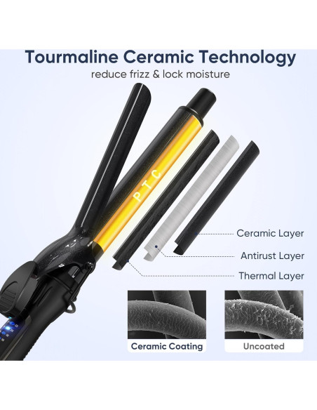 Plancha de Rizar Profesional Ryanboo 0.75" Negra 5 Temperaturas